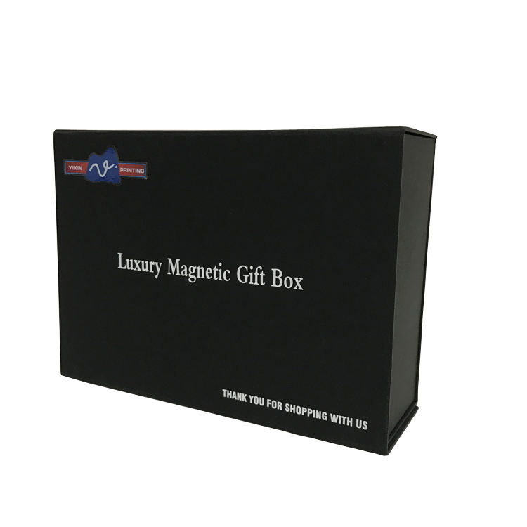 Black Gift Box with Flip Magnetic Closure Custom Logo