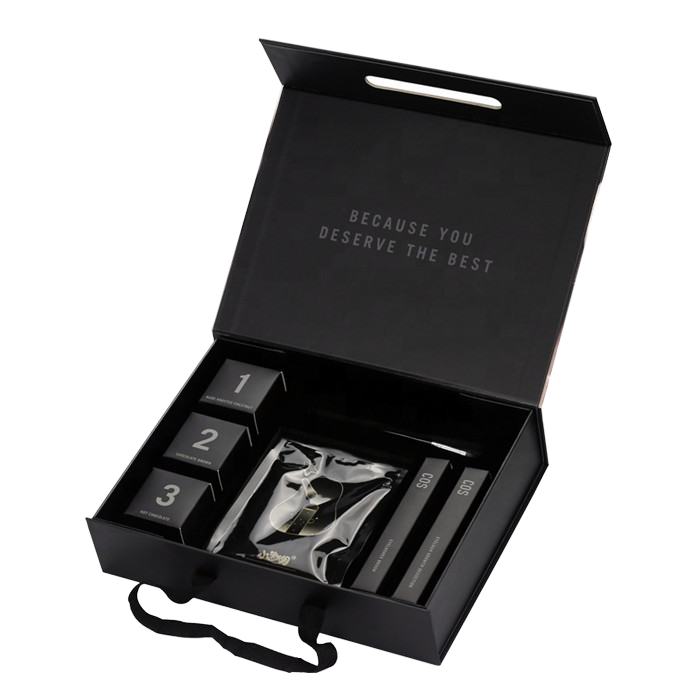 Custom Logo Packaging Closure Gift Boxes Matt Black Luxury Packing
