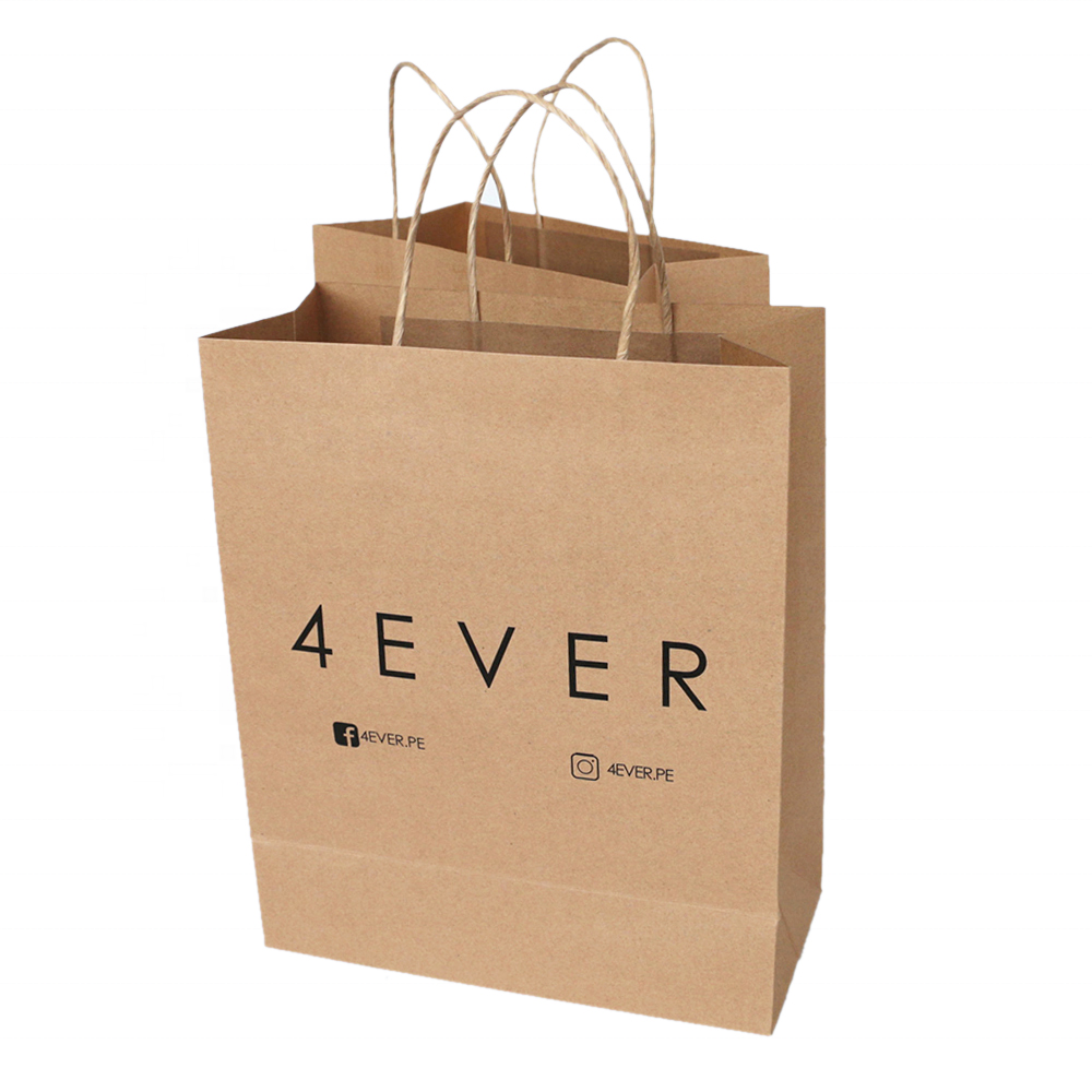 Eco-Friendly Brown Kraft Gift Paper Bags with Custom Logo