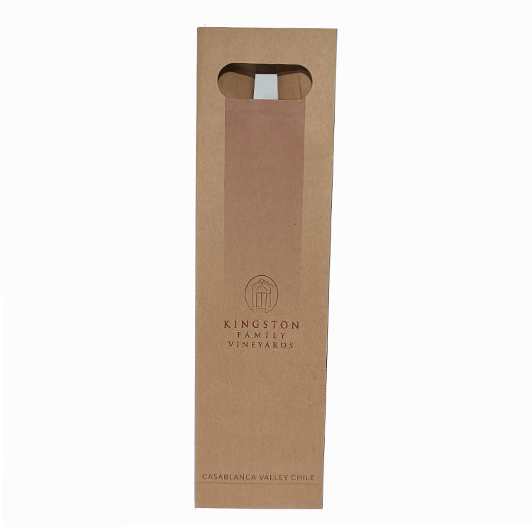 Recycled Brown Kraft Paper Wine Packaging Bag with Die Cutting Handle