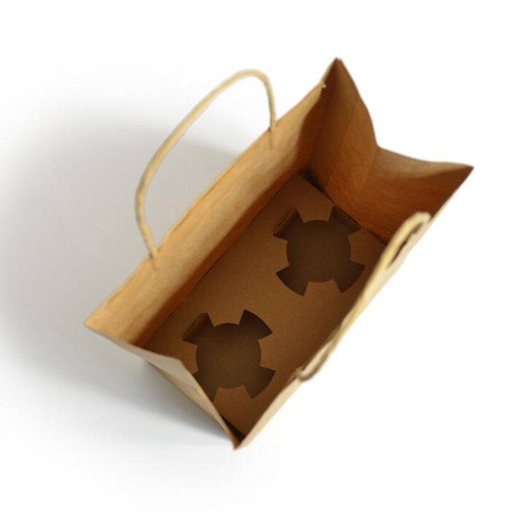 Luxury Custom Size Package Paper Handle Paper Bag Kraft Paper Coffee Shopping Bag