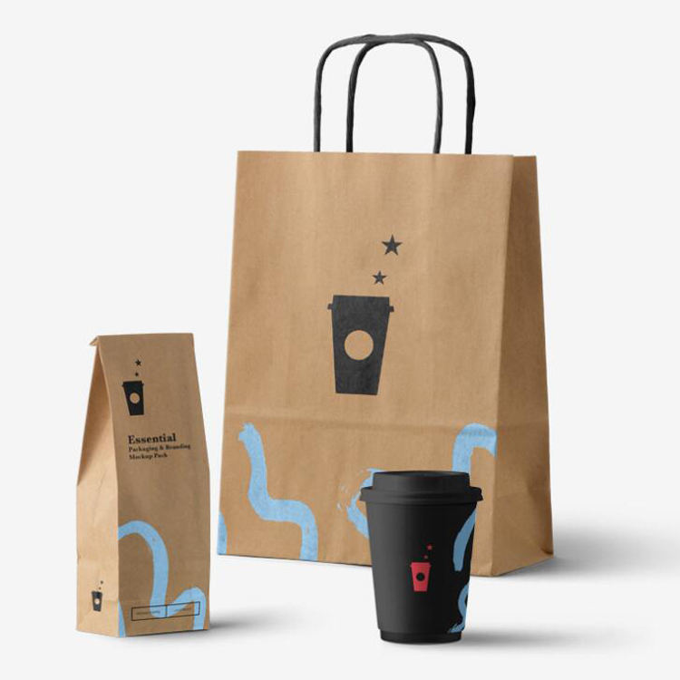Kraft Paper Coffee Shopping Bag Kraft Paper Coffee Shopping Bag