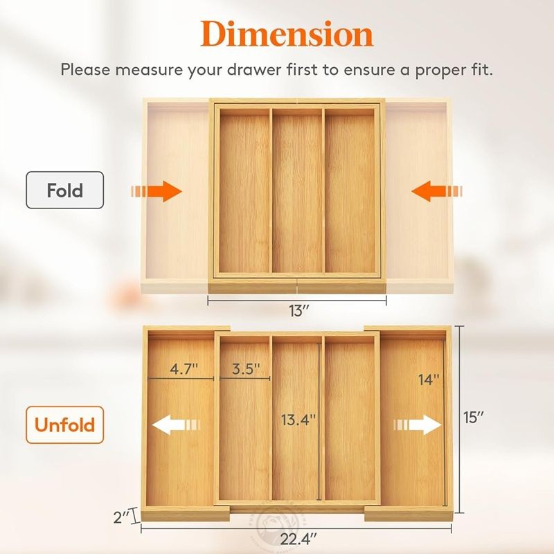 Expandable Silverware Drawer Organizer, Bamboo Kitchenware For Hospitality