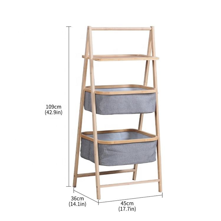 Foldable 3 Tier Toilet Towel Storage Rack, Eco-friendly Bamboo Furniture Manufacturer