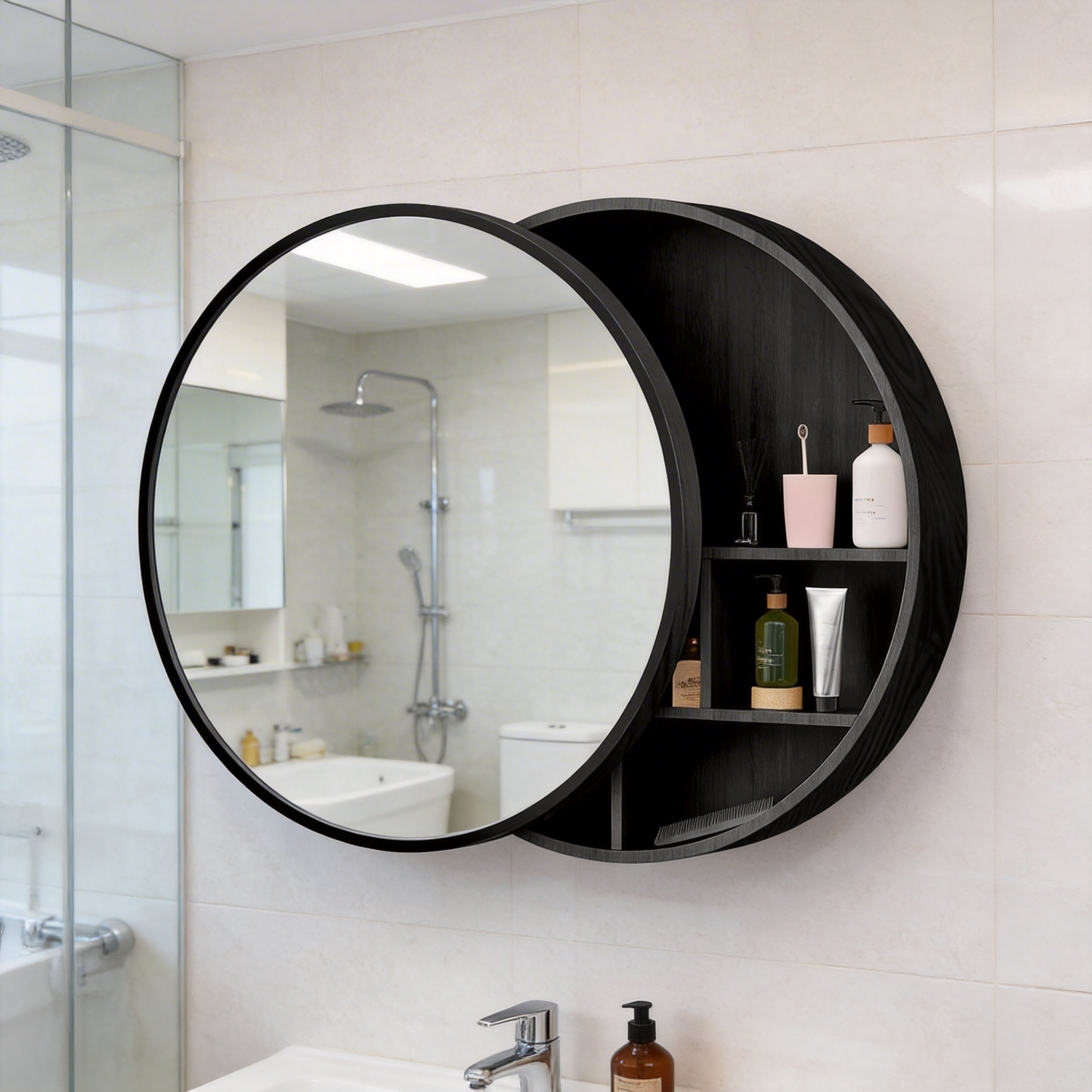 Mounted Mirror Cabinet Storage, Bamboo Furniture With FSC Certified Manufacturer