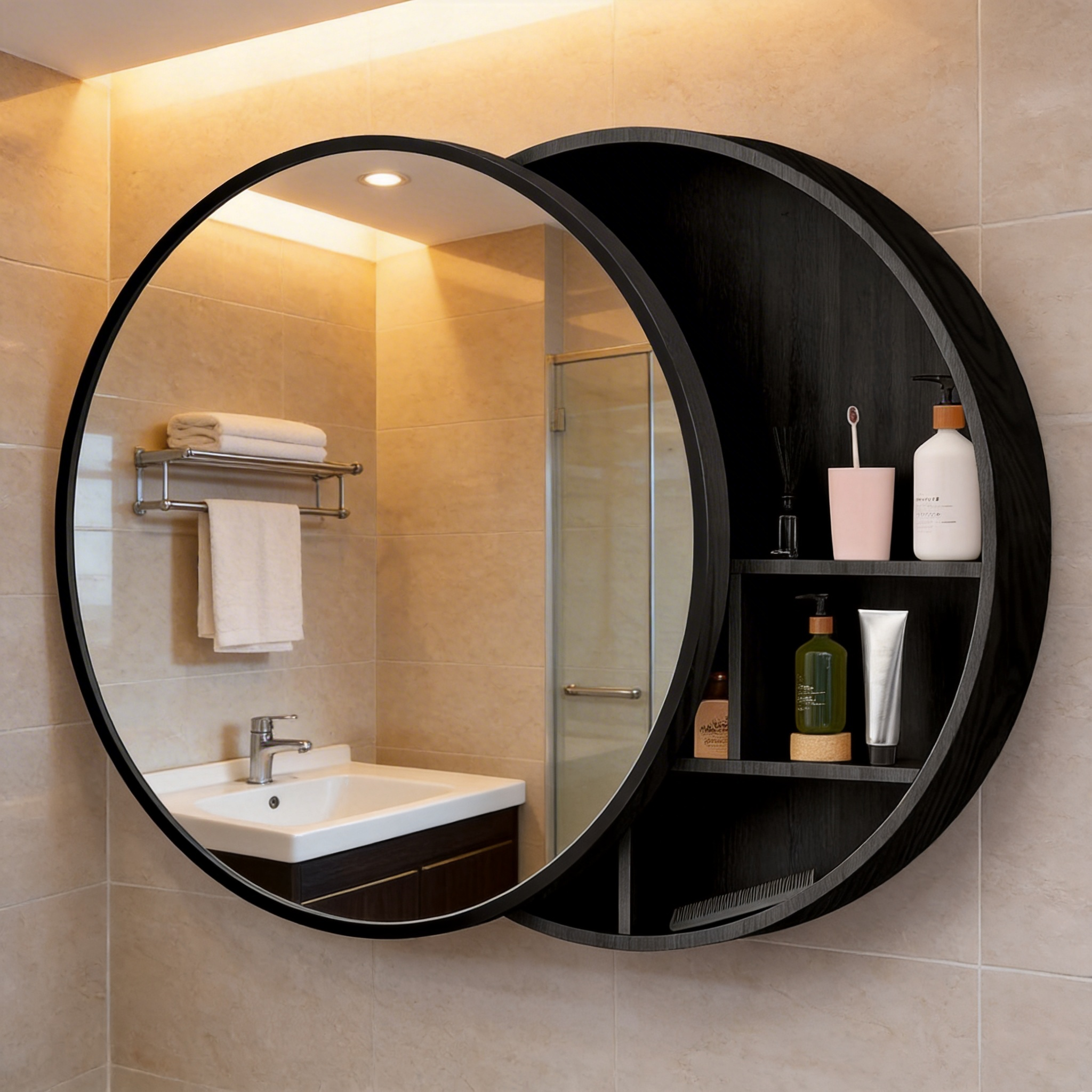 Mounted Mirror Cabinet Storage, Bamboo Furniture With FSC Certified Manufacturer