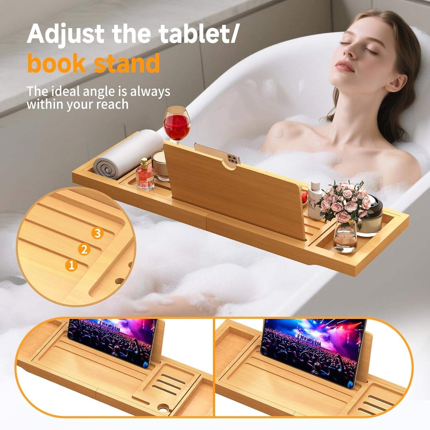 Bamboo Bathtub Caddy Tray, Eco bamboo bulk supply