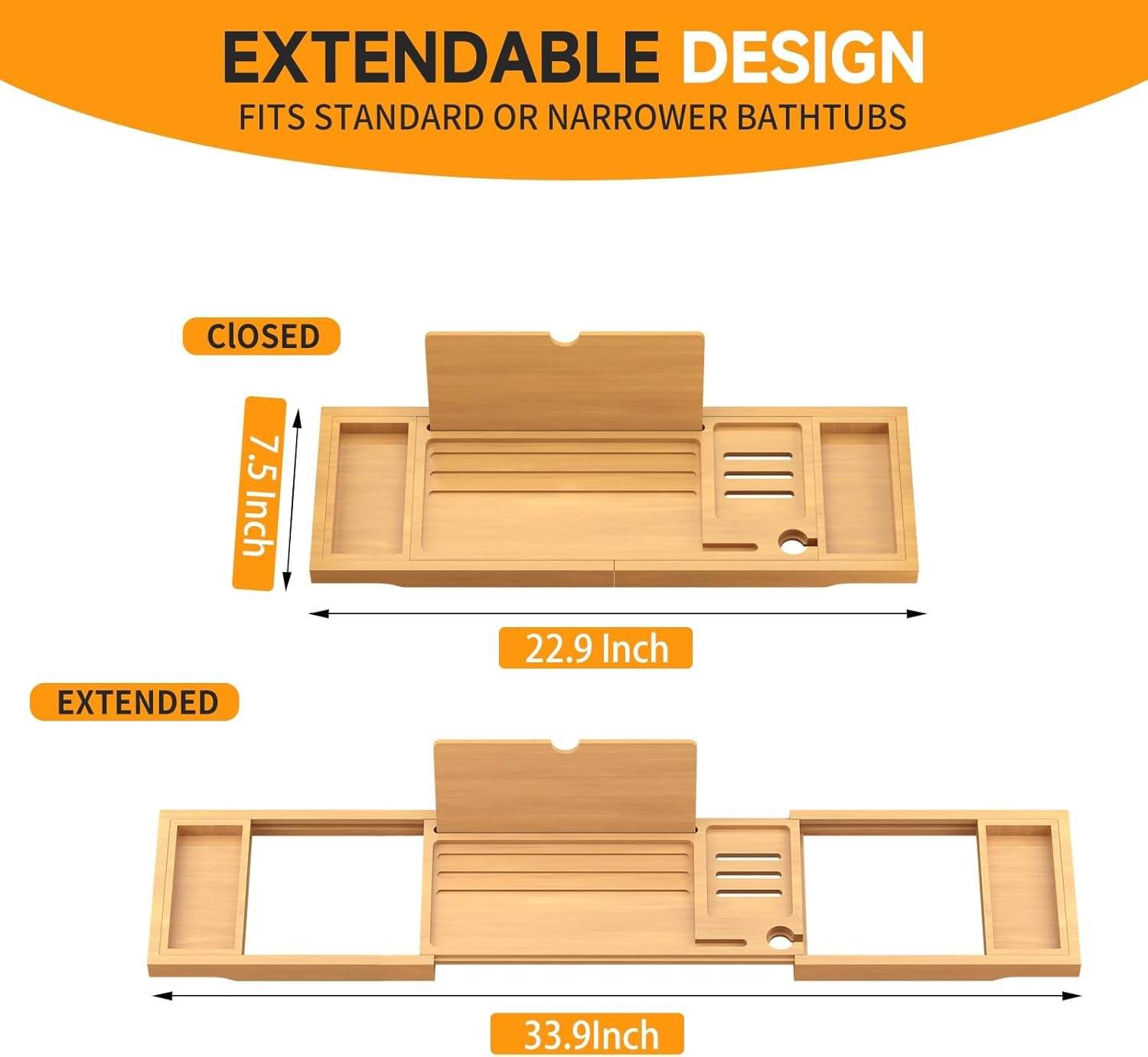 Bamboo Bathtub Caddy Tray, Eco bamboo bulk supply