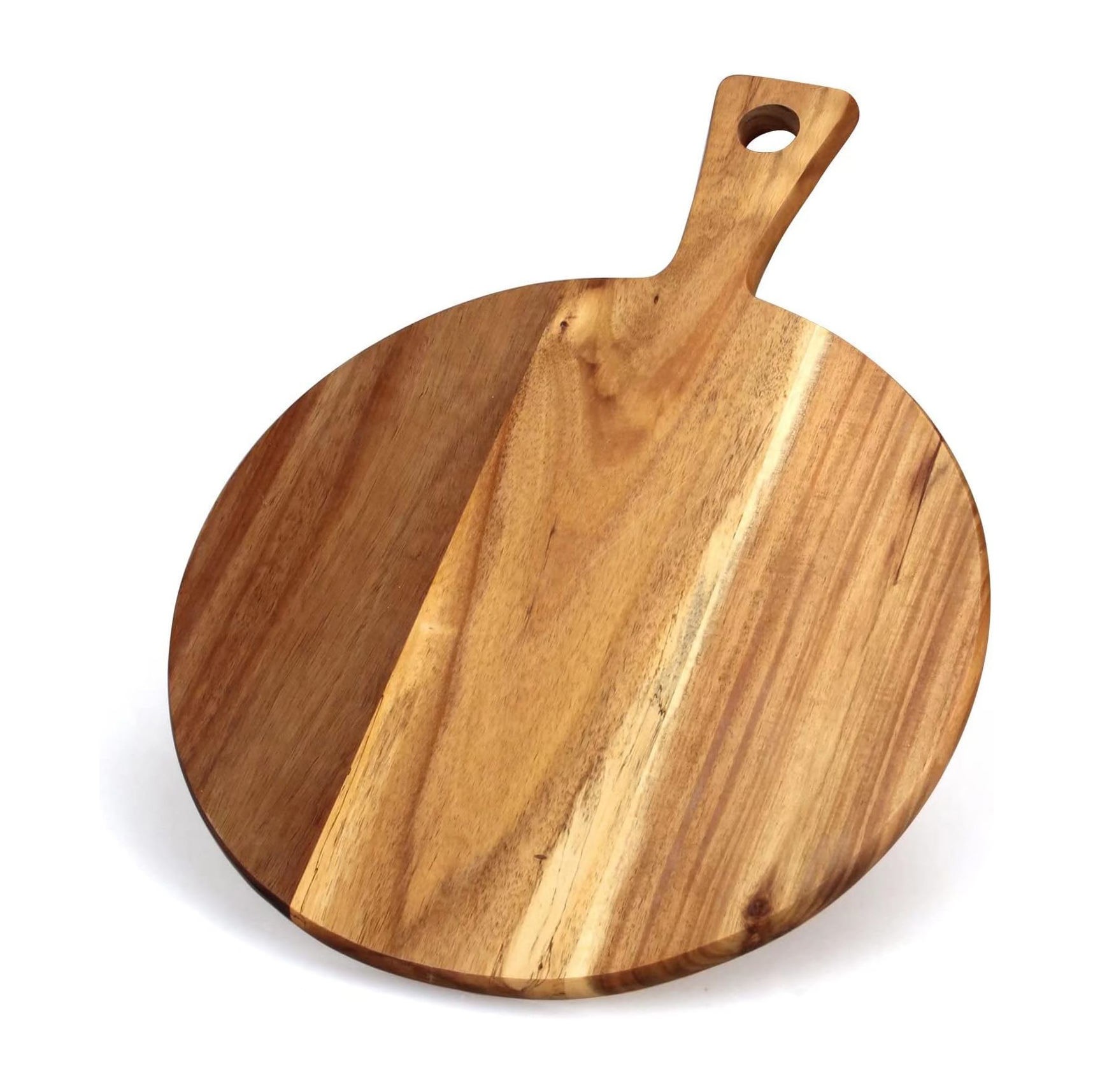 Round Wooden Pizza Board With Handle, OEM Wooden chopping board