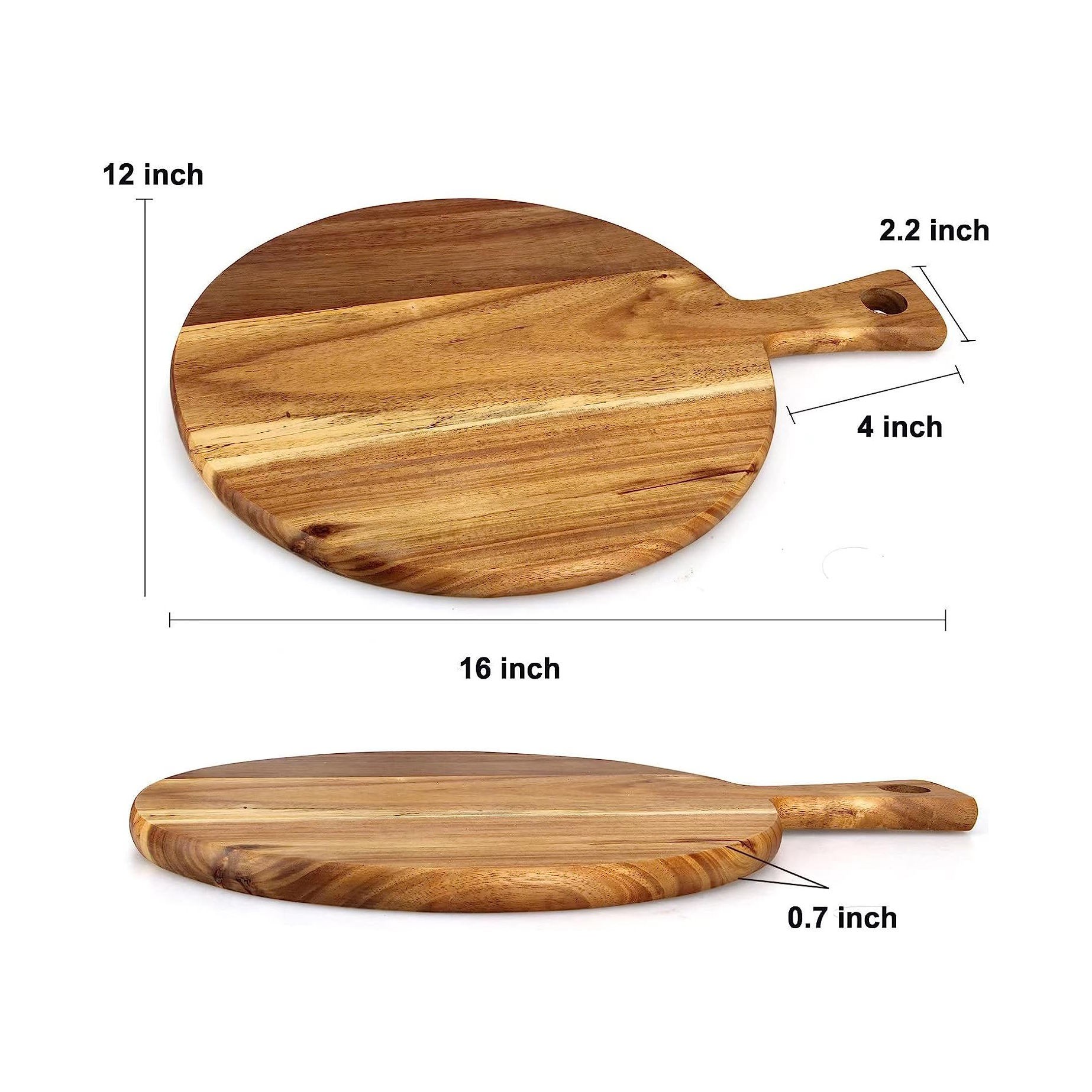 Round Wooden Pizza Board With Handle, OEM Wooden chopping board