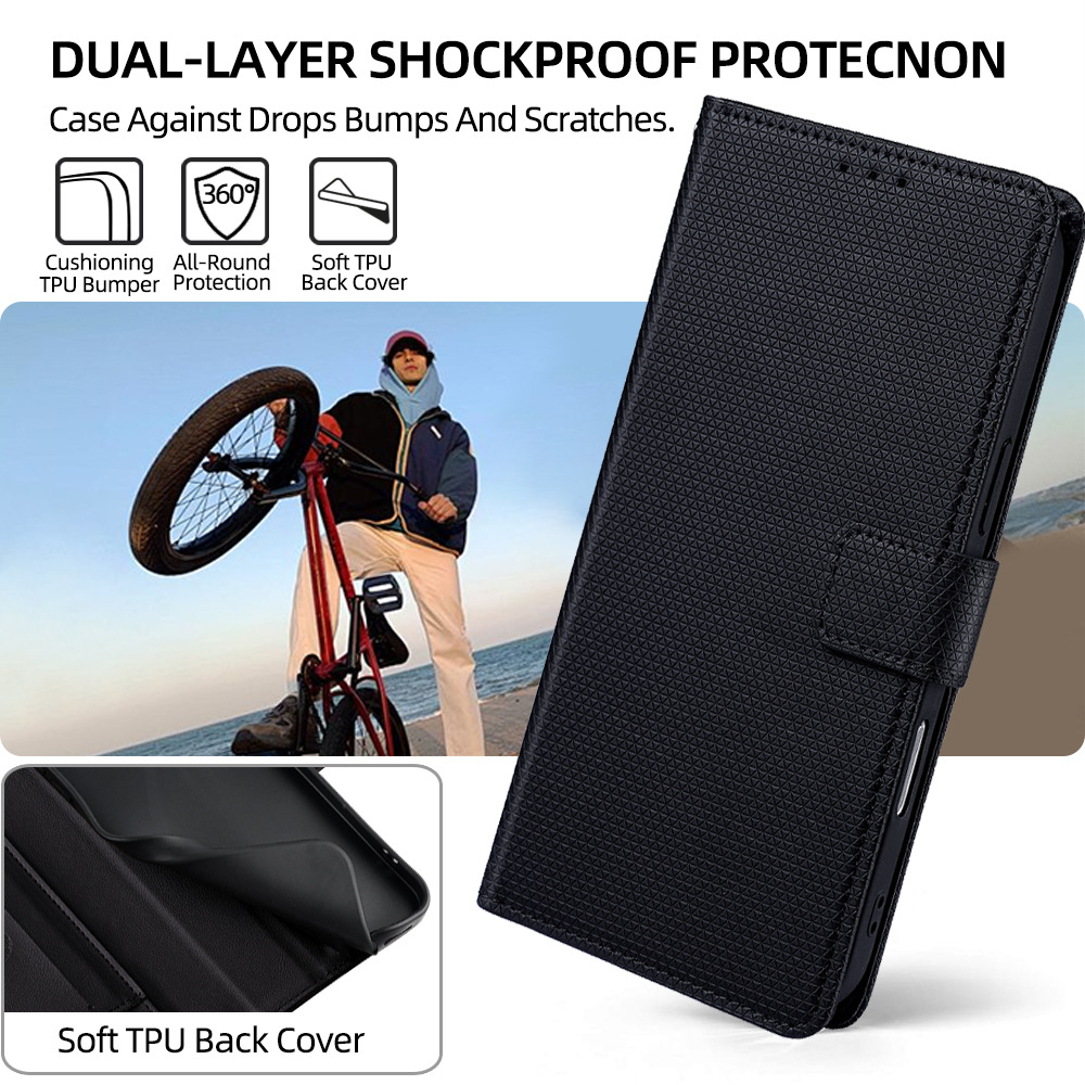 PU Leather Phone Case Solid Color Protective Case With Card Slots