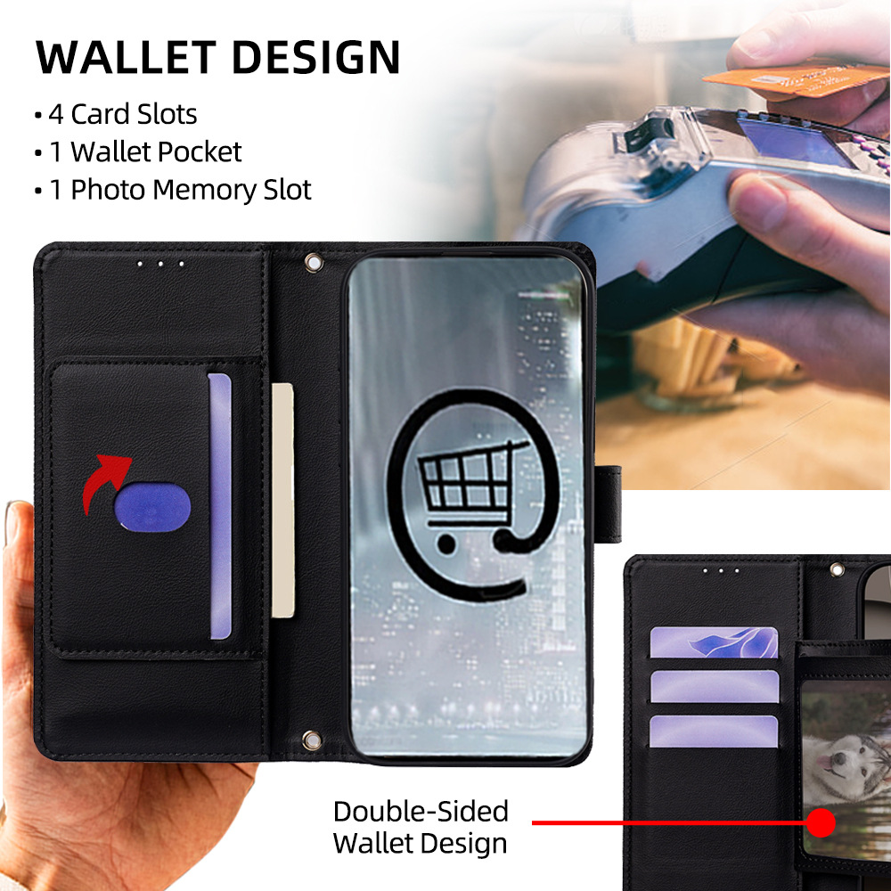 PU Leather Phone Case Solid Color Protective Case With Card Slots