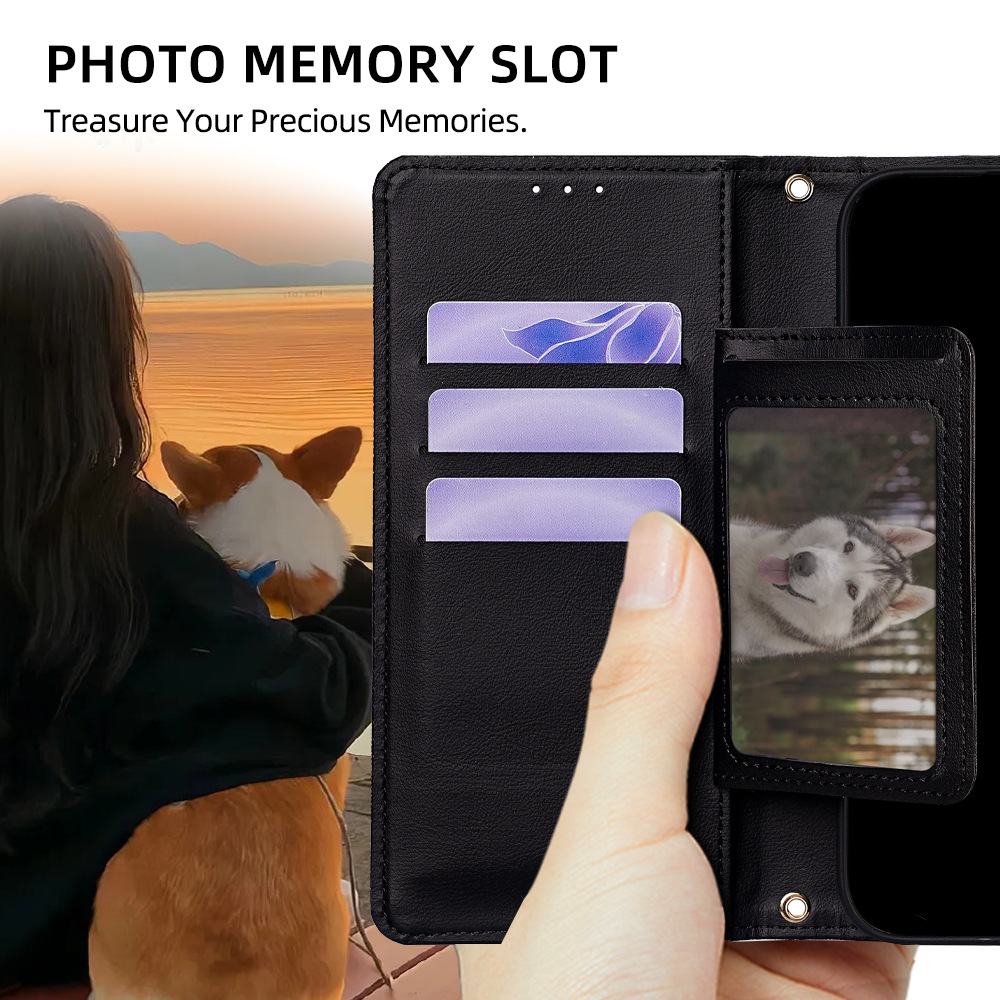 PU Leather Phone Case Solid Color Protective Case With Card Slots