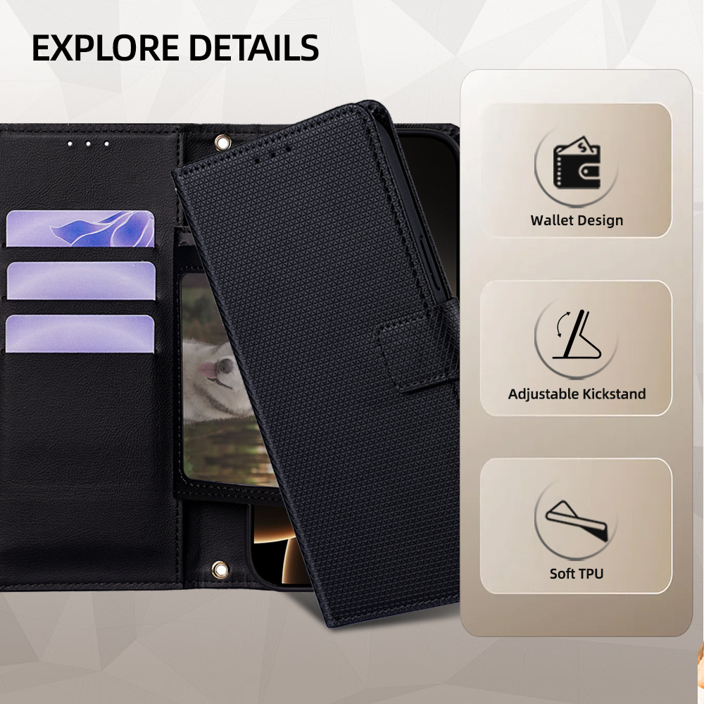 PU Leather Phone Case Solid Color Protective Case With Card Slots