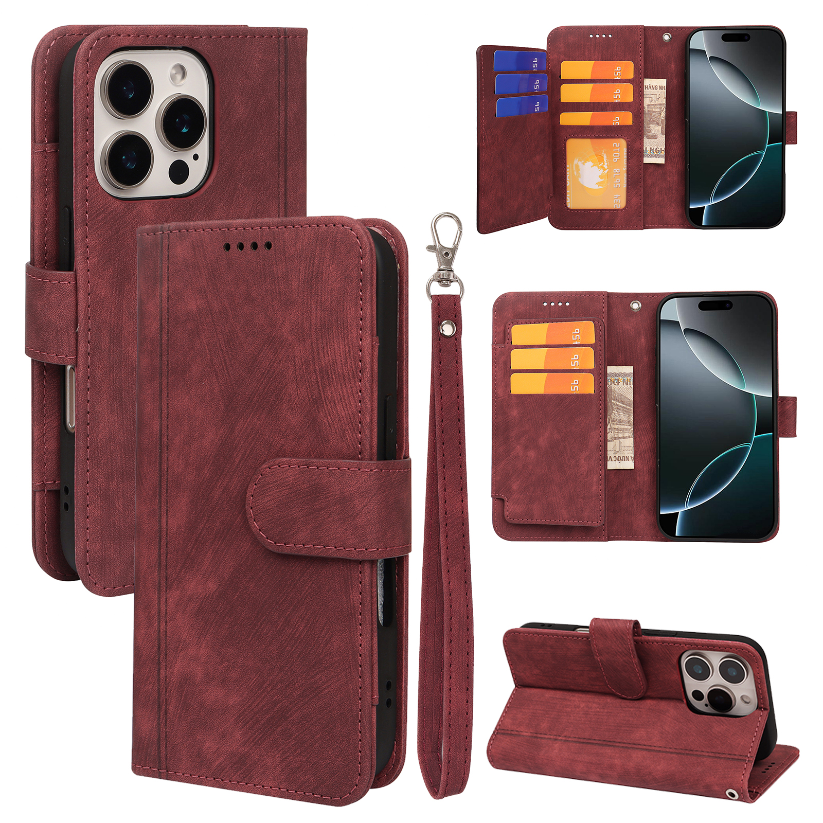 Magnetic Leather Stand Card Wallet Case