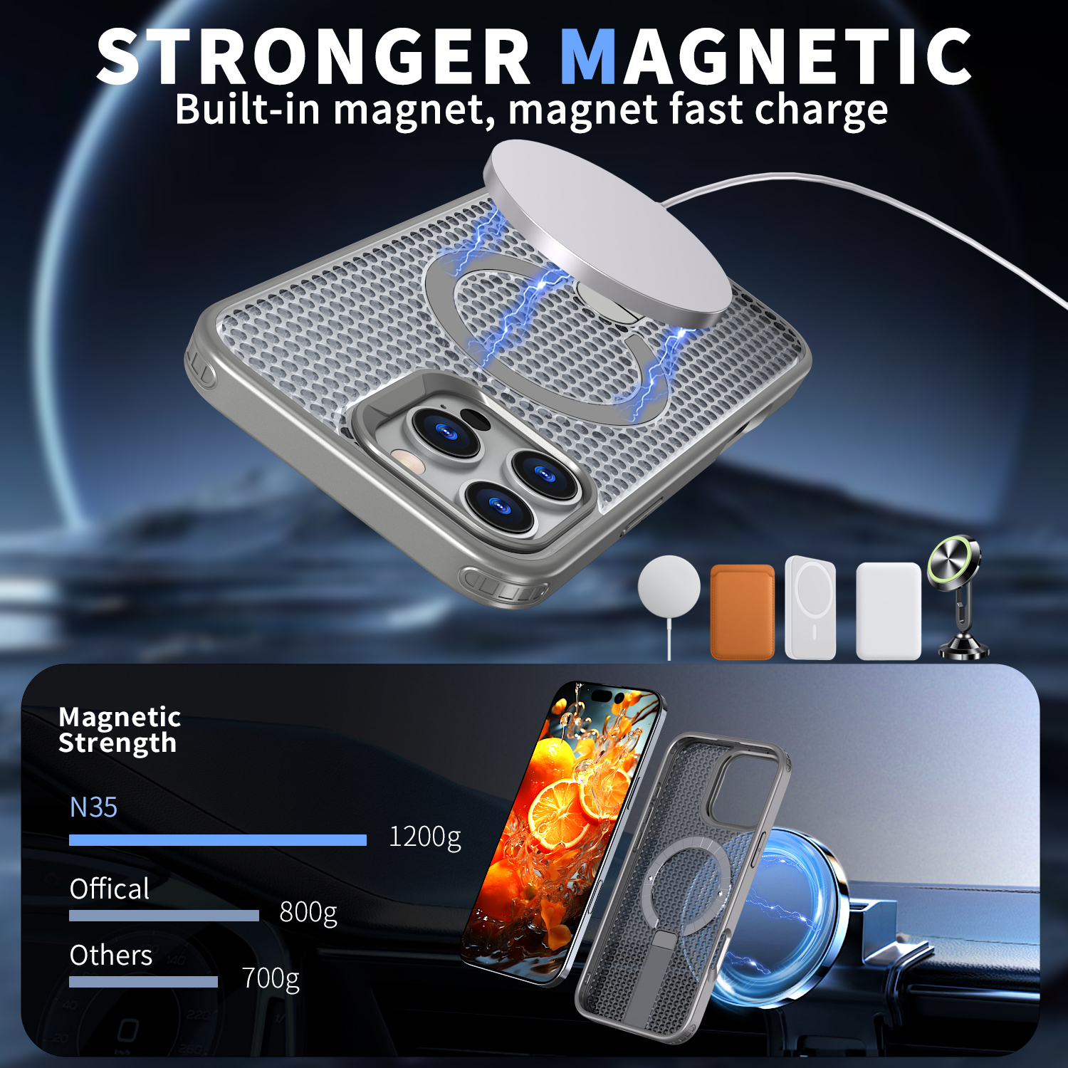 Strong TPU Magnetic Phone Case with Stand