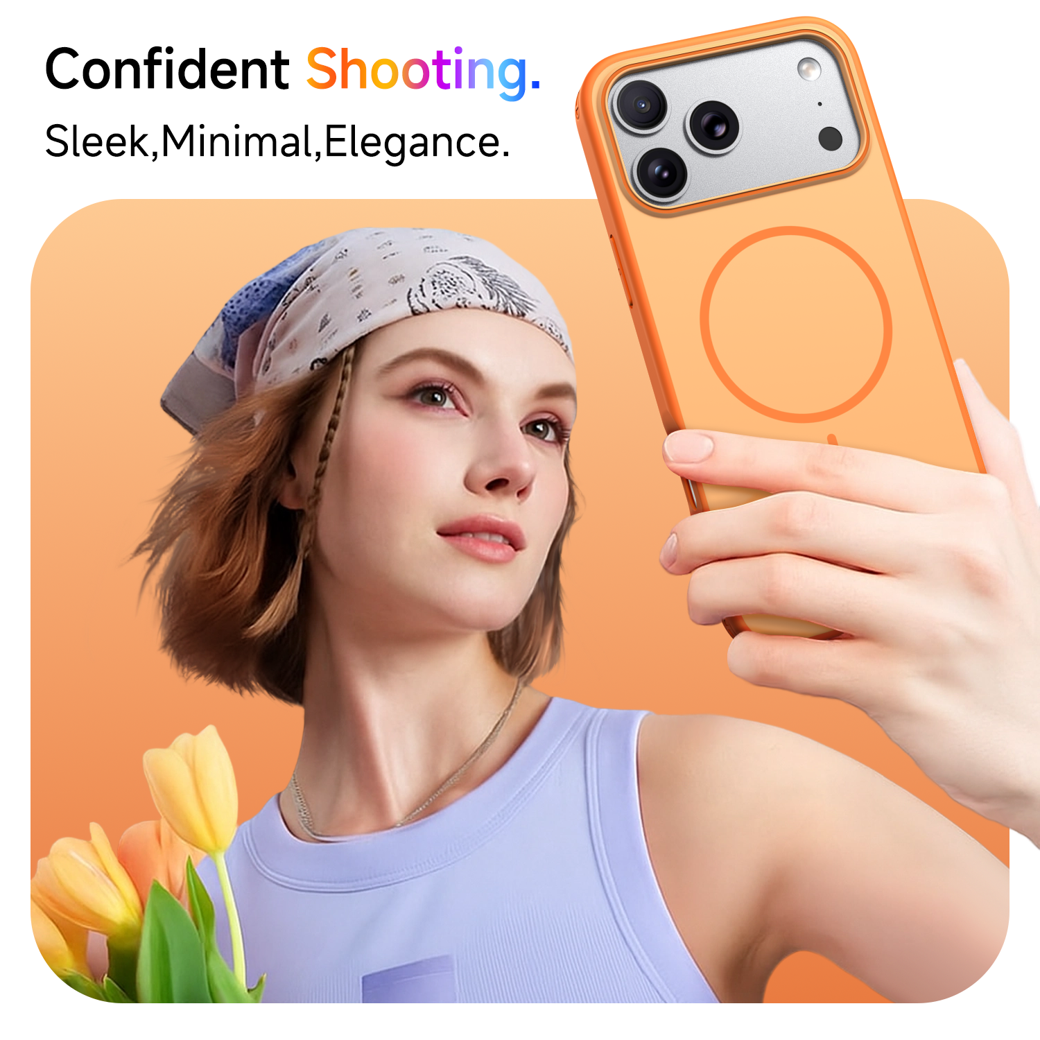 Orange tpu shockproofmagsafe phone case