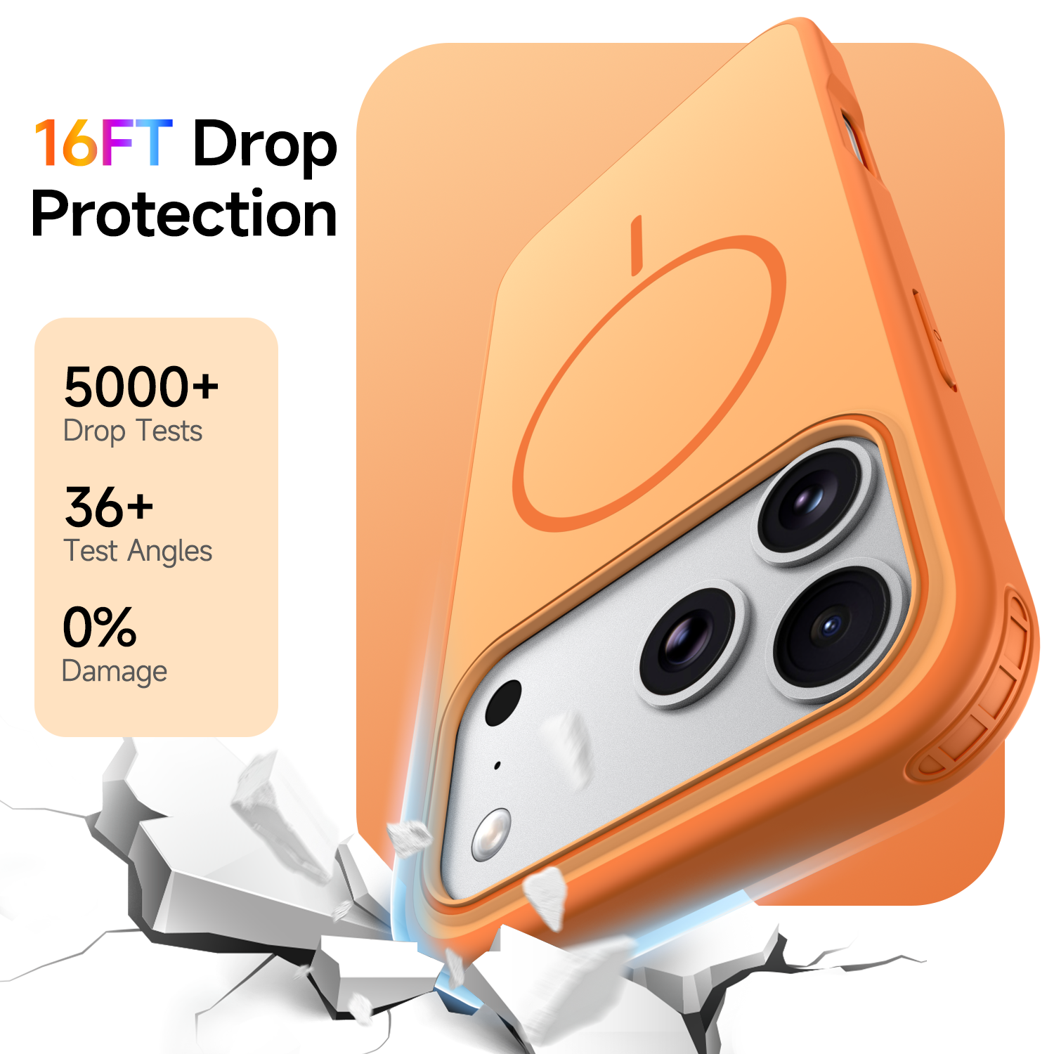 Orange tpu shockproofmagsafe phone case