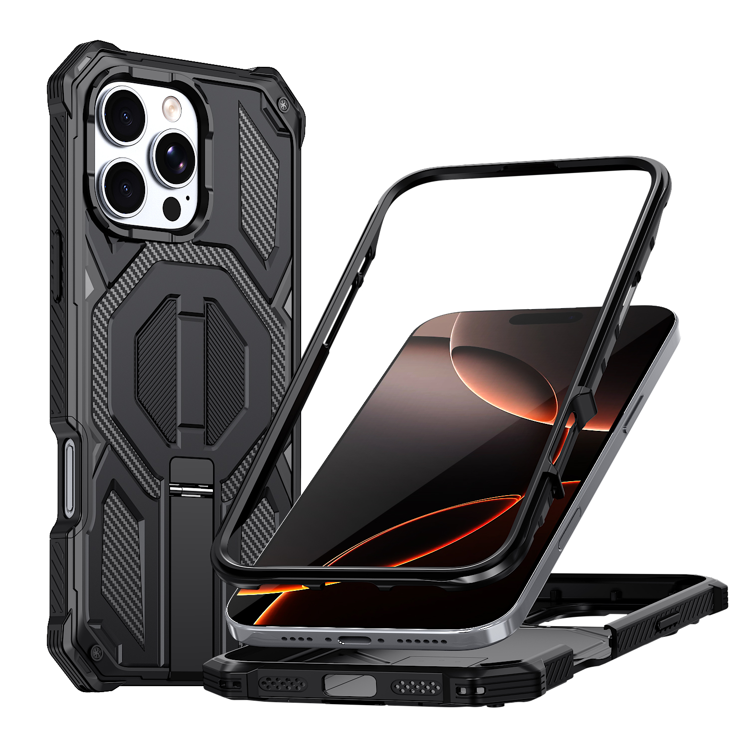 Personalized black cell phone case with stand