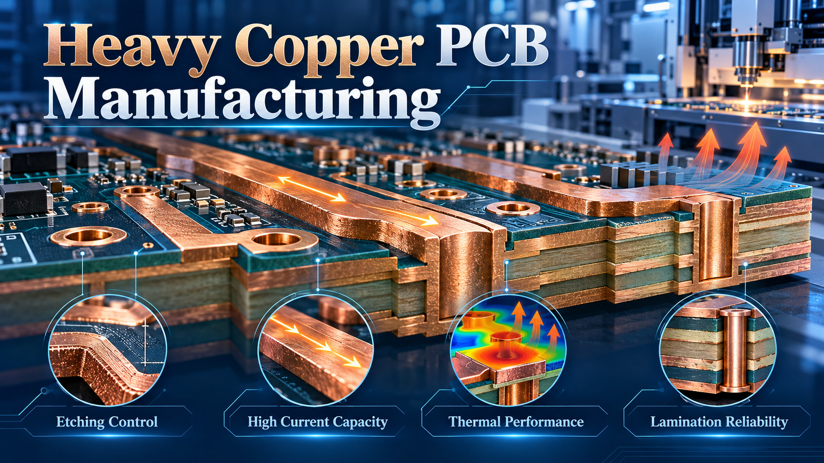 Heavy Copper PCB Manufacturing: Key Challenges in Design, Etching, and Reliability