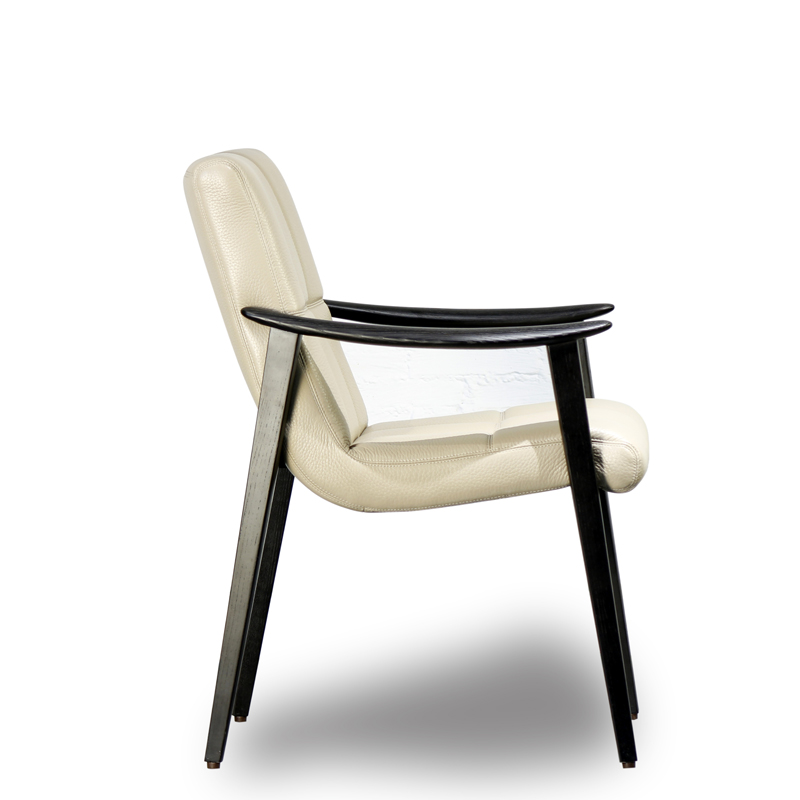 The L2508 Ash Wood Fean Dining Chair, crafted with premium solid wood frame, full-grain leather upholstery and precision craftsmanship
