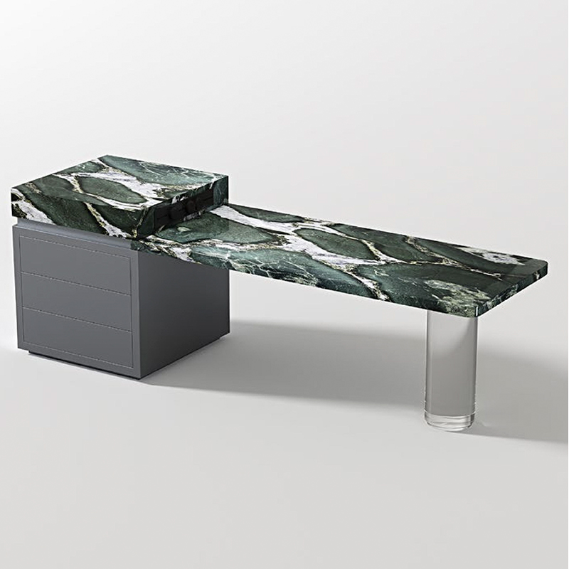 F-016-22-1-905 Modern Luxury Pandora Marble Kitchen Island | Acrylic Support Desk