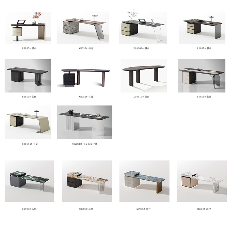 F-016-22-1-905 Modern Luxury Pandora Marble Kitchen Island | Acrylic Support Desk