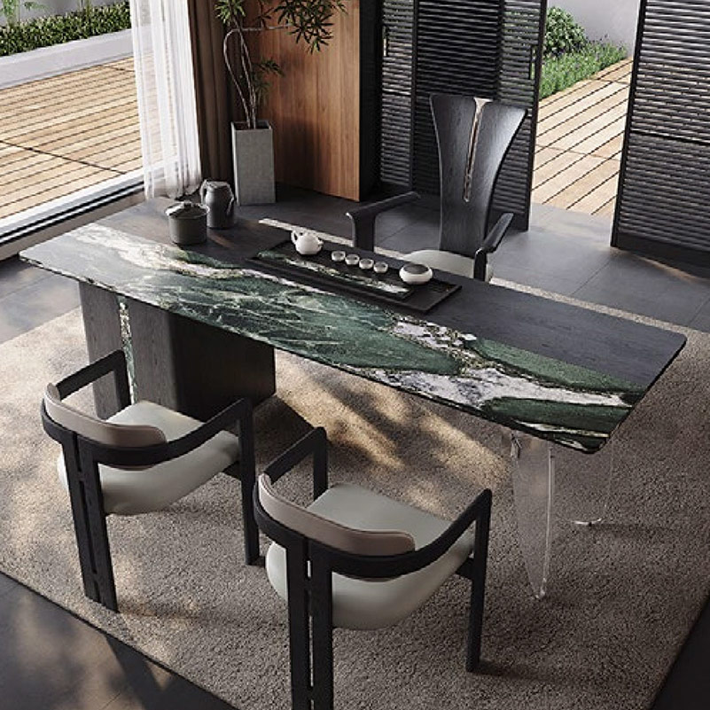 F-016-22-1-KH809 Modern Luxury "Patek Philippe" Marble Tea Table | Wood & Stainless Steel Desk
