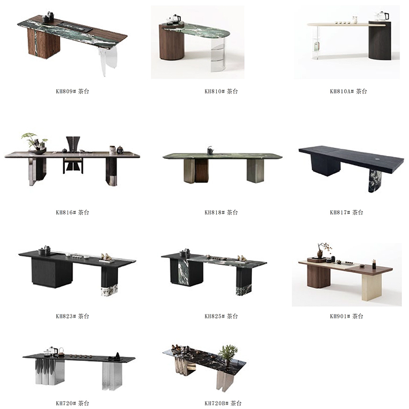 F-016-22-1-KH809 Modern Luxury "Patek Philippe" Marble Tea Table | Wood & Stainless Steel Desk