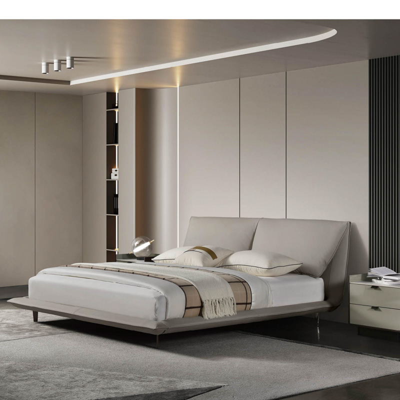 F-016-40-1-B007 Minimalist Leather Upholstered Bed