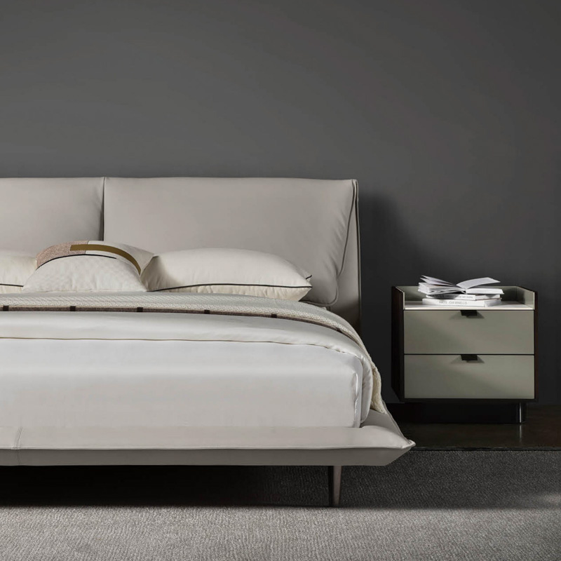 F-016-40-1-B007 Minimalist Leather Upholstered Bed