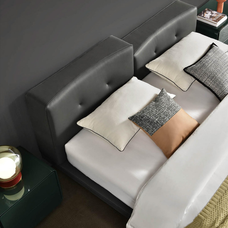 F-016-40-1-B008 Floating Leather Bed with Ambient Light