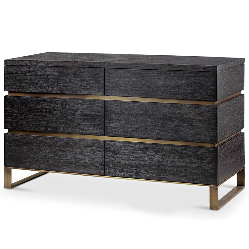 F-016-11-1-BON1720-B2 Dark Oak & Bronze Metal Nightstand