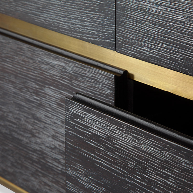 F-016-11-1-BON1720-B2 Dark Oak & Bronze Metal Nightstand