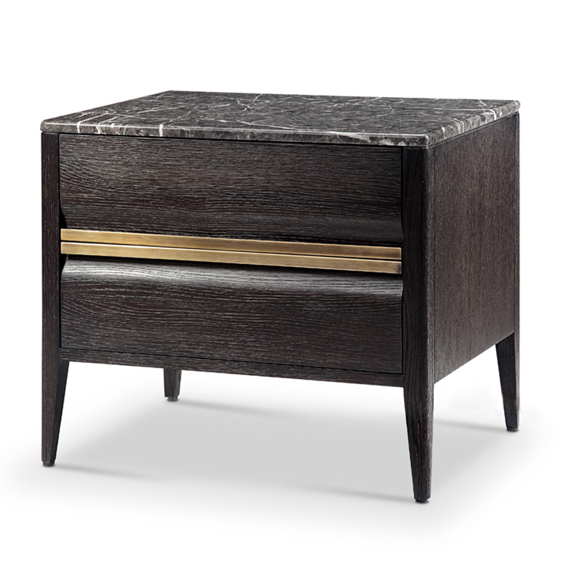 F-016-11-1-BON1720-B2 Dark Oak & Bronze Metal Nightstand