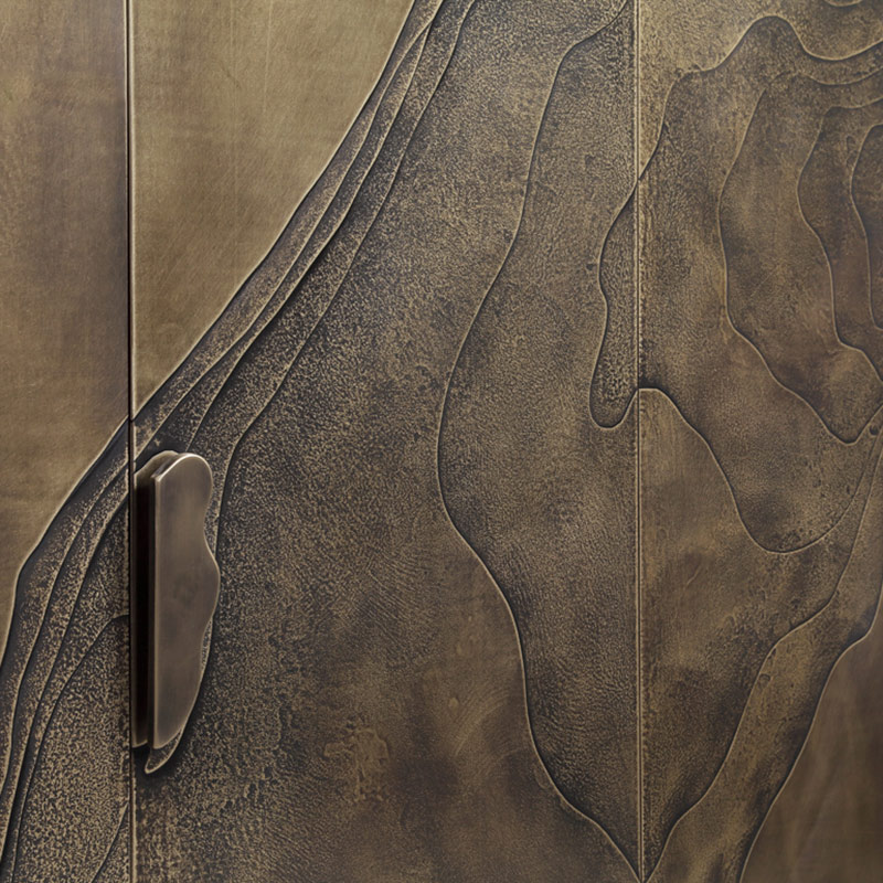 F-016-11-1-BON1904 Bronze Terrain Relief Art Sideboard