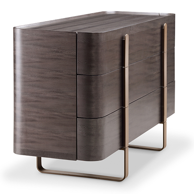 F-016-11-2-BO9010 Dark Oak & Bronze Metal 3-Drawer Dresser