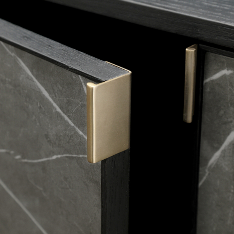 F-016-11-3-BO2032 Geometric Marble Inlay & Bronze Sideboard