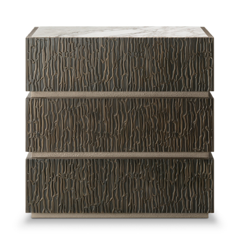 F-016-11-7-BON24026 Textured Relief Metal 3-Drawer Dresser