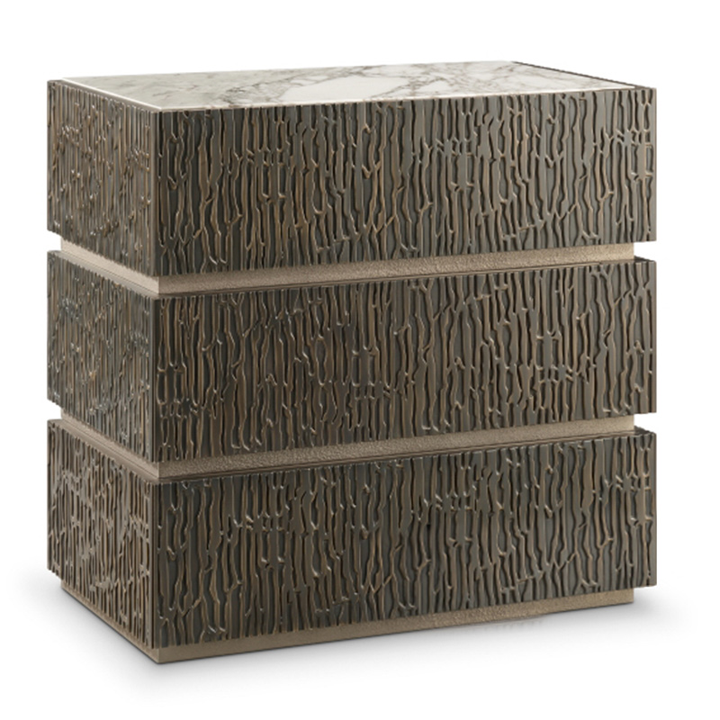 F-016-11-7-BON24026 Textured Relief Metal 3-Drawer Dresser