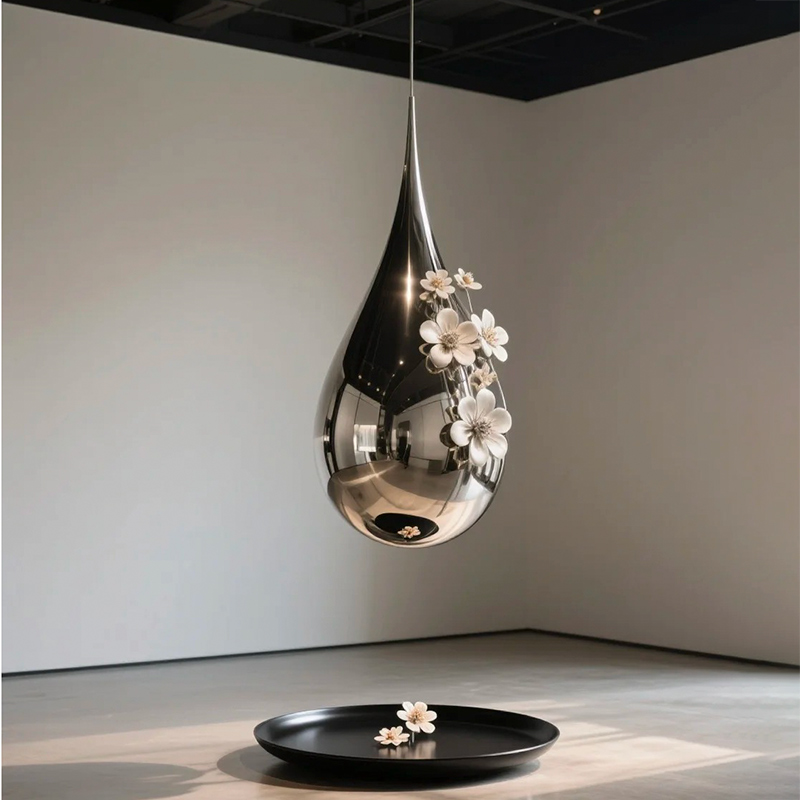 S-068-08-D001 Teardrop Floral Art Pendant Light
