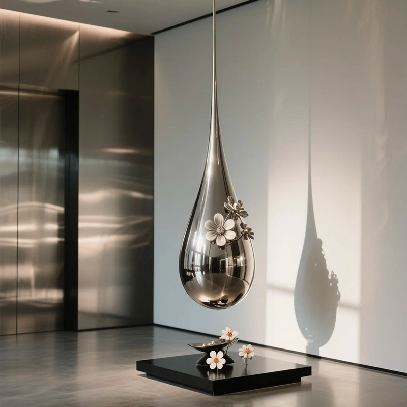 S-068-08-D001 Teardrop Floral Art Pendant Light