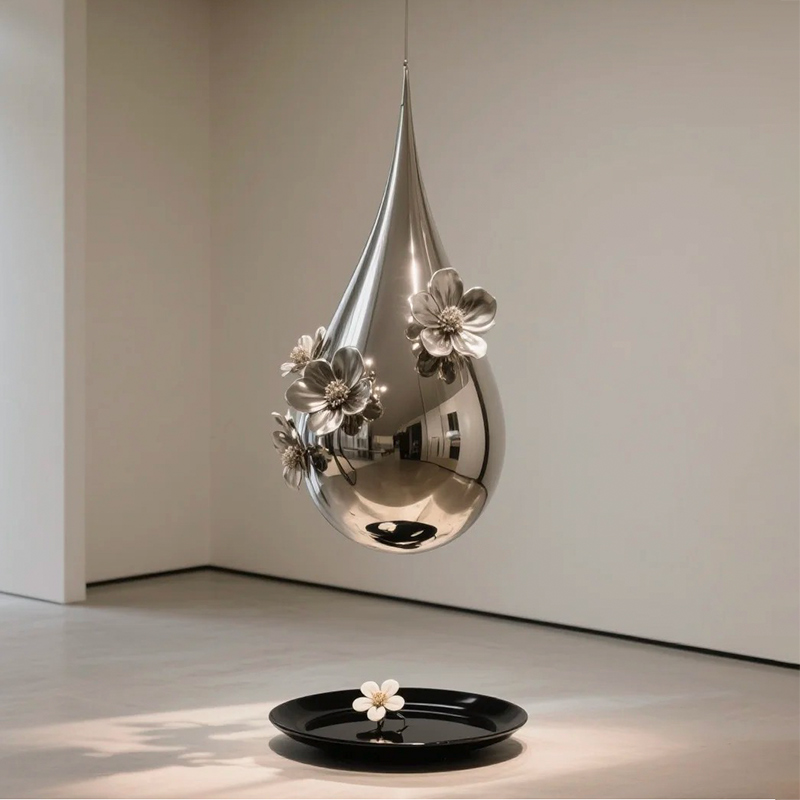 S-068-08-D001 Teardrop Floral Art Pendant Light