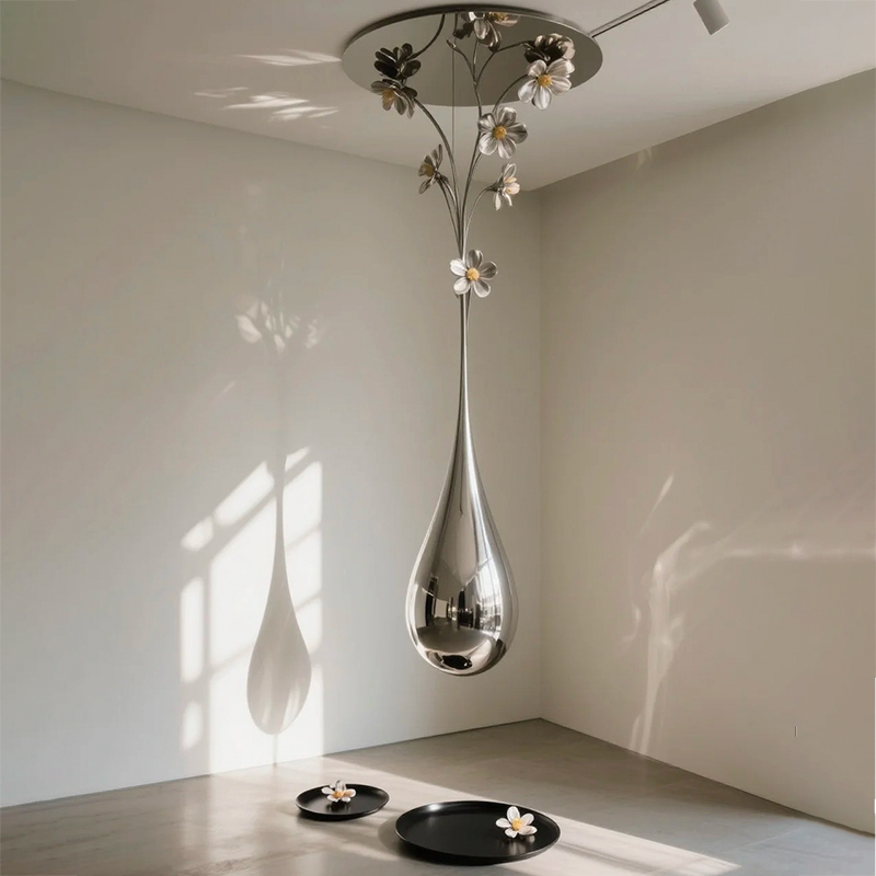 S-068-08-D001 Teardrop Floral Art Pendant Light