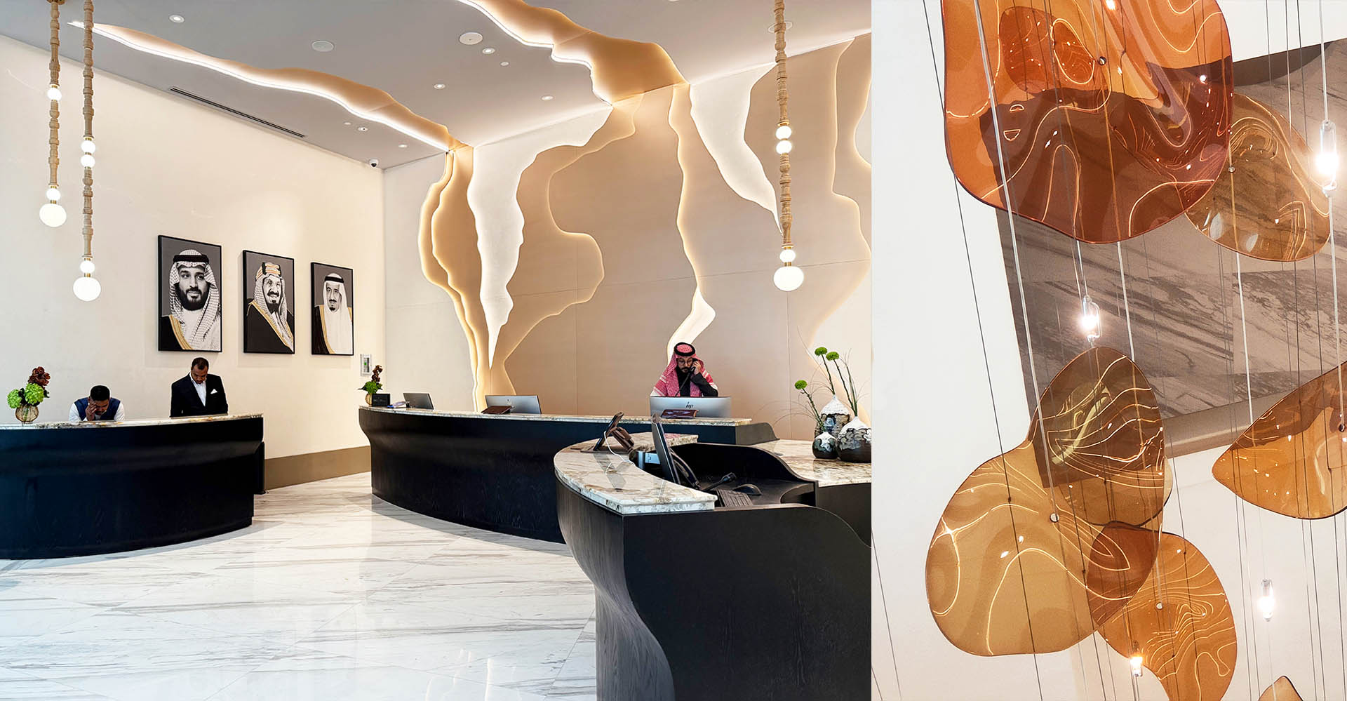 Riyadh Kimpton KAFD Hotel Lobby Amber Resin Art Installation Craftsmanship