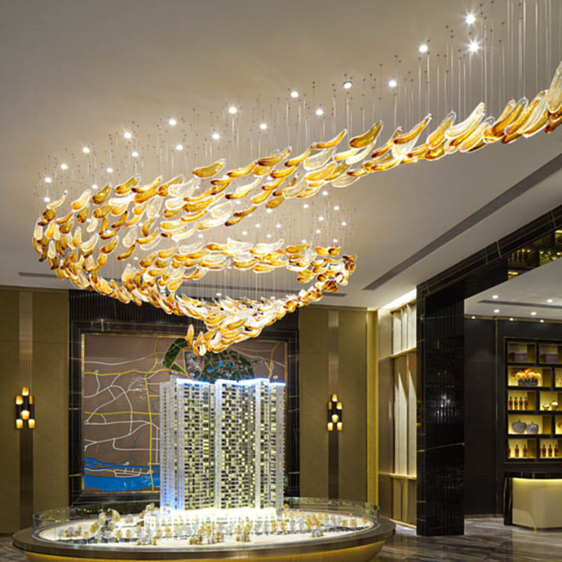 L-001-06-H162 Luxury Art Flowing Gold Chandelier｜Customizable Premium Edition