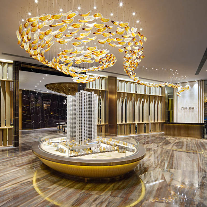 L-001-06-H162 Luxury Art Flowing Gold Chandelier｜Customizable Premium Edition