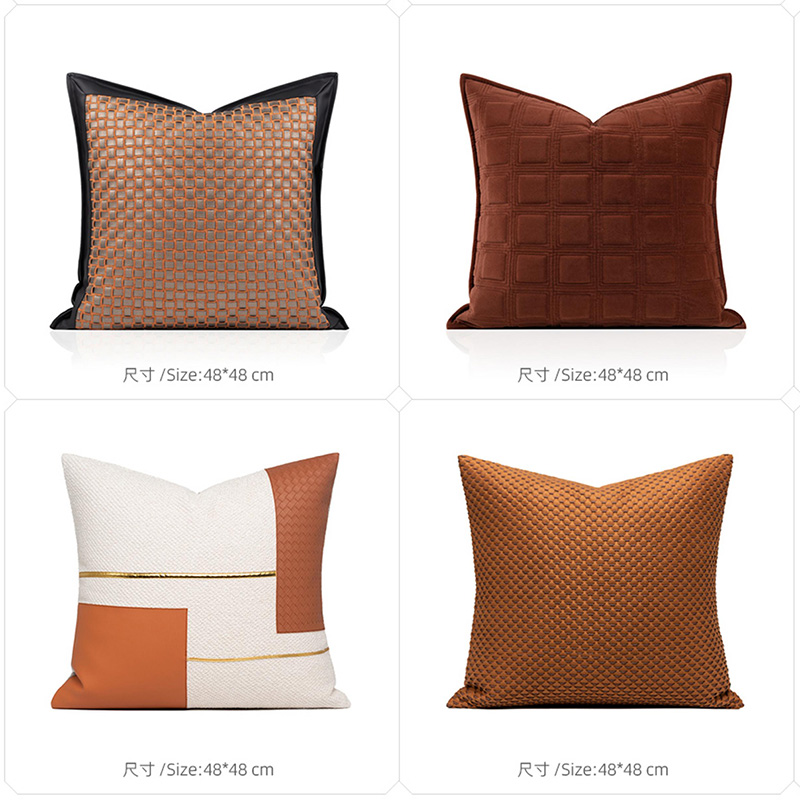 T-173-01-1-004 Caramel Brown Italian Luxury Pillow Series｜Soft Furnishing Collection