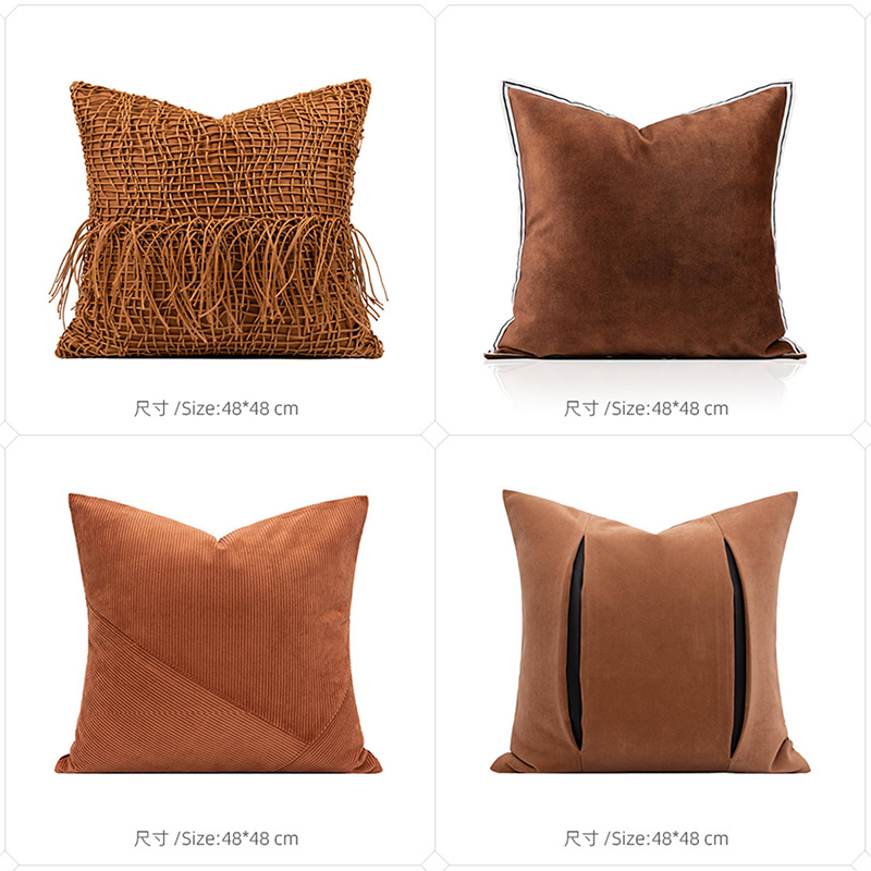 T-173-01-1-004 Caramel Brown Italian Luxury Pillow Series｜Soft Furnishing Collection