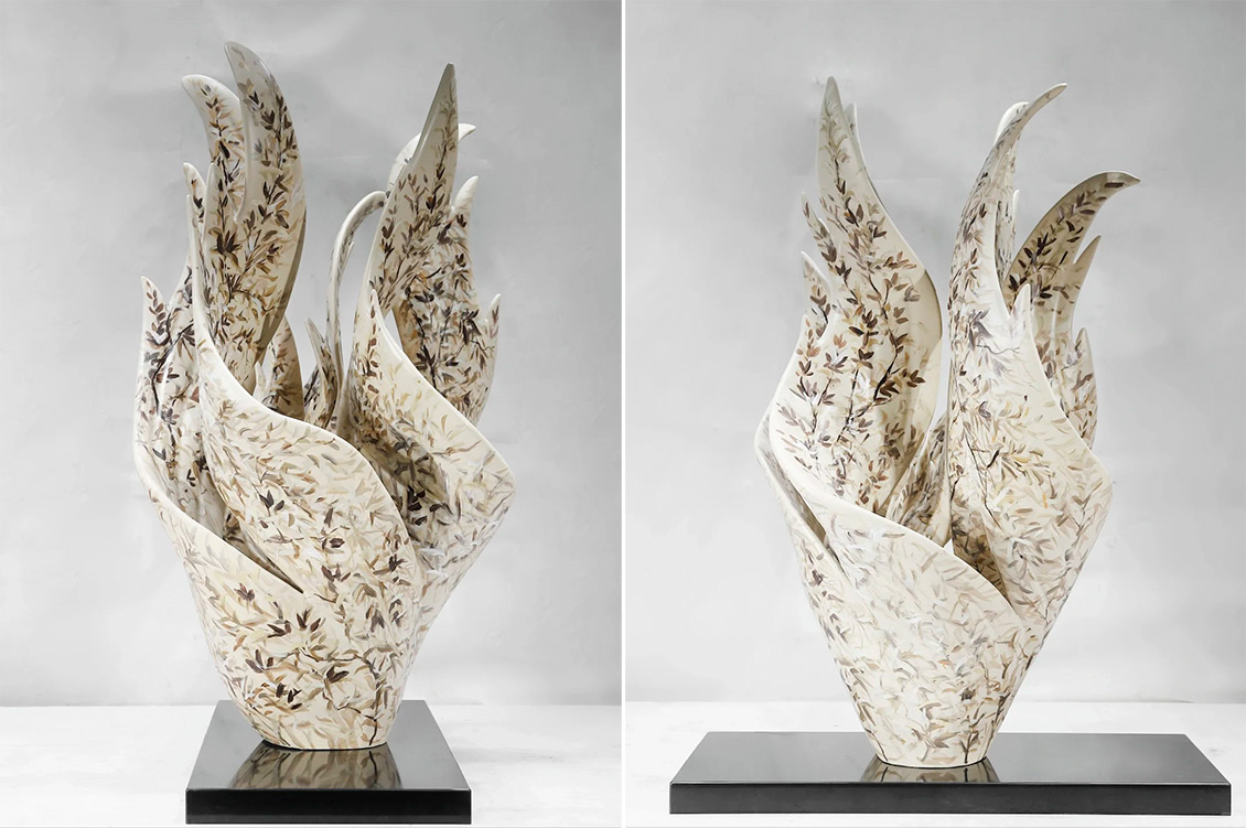 Leaf-Patterned Hand-Painted Sculptures Leaf-Patterned Hand-Painted Sculptures